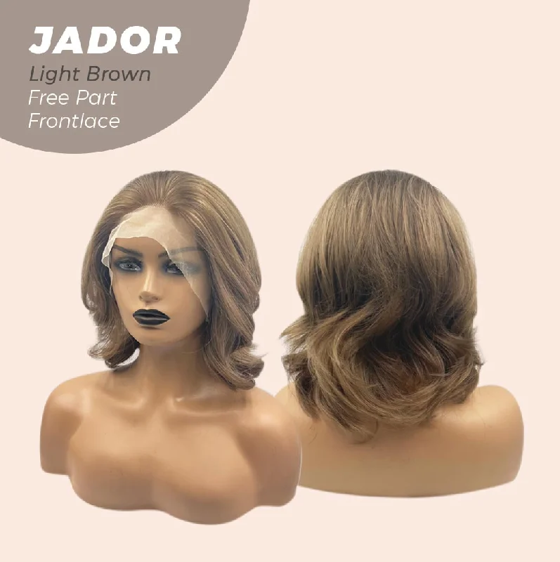 JBEXTENSION 10 Inches Light Brown Curly Lace Front Wig.Pre Plucked 13*4 HD Transparent Lace Frontal Handmade Futura Fiber Swiss Lace Synthetic Fiber Glueless Wig JADOR LIGHT BROWN