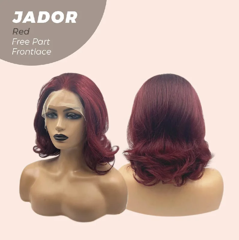 JBEXTENSION 10 Inches Red Curly Lace Front Wig.Pre Plucked 13*4 HD Transparent Lace Frontal Handmade Futura Fiber Swiss Lace Synthetic Fiber Glueless Wig JADOR RED