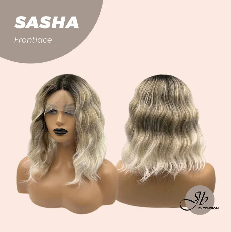 JBEXTENSION 12 Inches Body Wave Mix Blonde Balayage Hair Without Bangs Frontlace Glueless Wig SASHA LACE