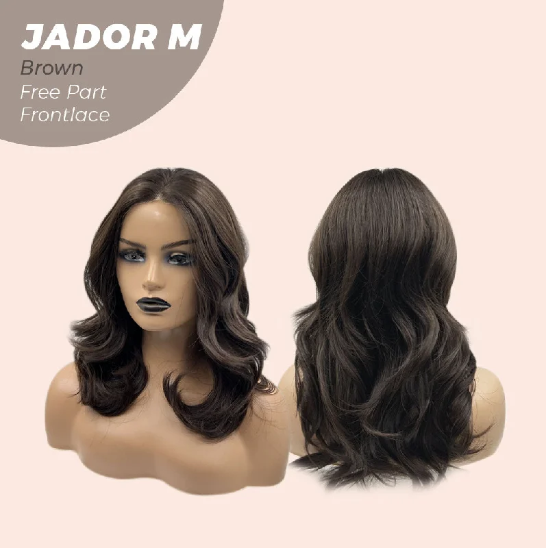 JBEXTENSION 20 Inches Brown Curly Lace Front Wig.Pre Plucked 13*4 HD Transparent Lace Frontal Handmade Futura Fiber Swiss Lace Synthetic Fiber Glueless Wig JADOR M BROWN