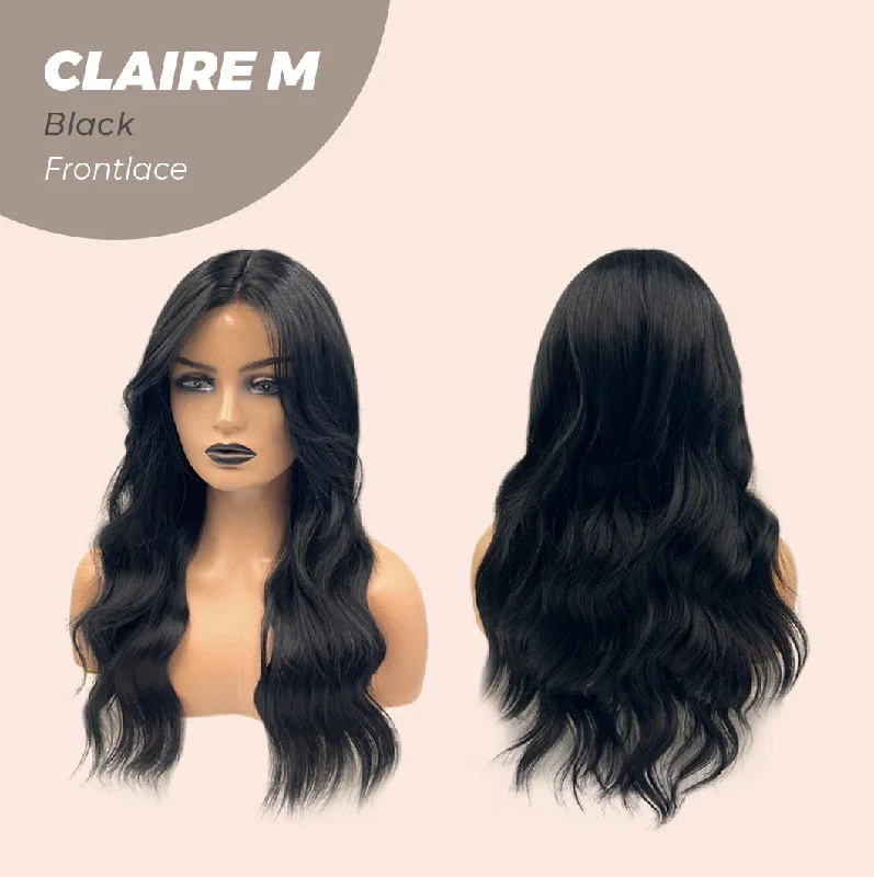 JBEXTENSION 22 Inches Body Wave Jet Black Pre-Cut Frontlace Glueless Wig CLAIRE M BLACK