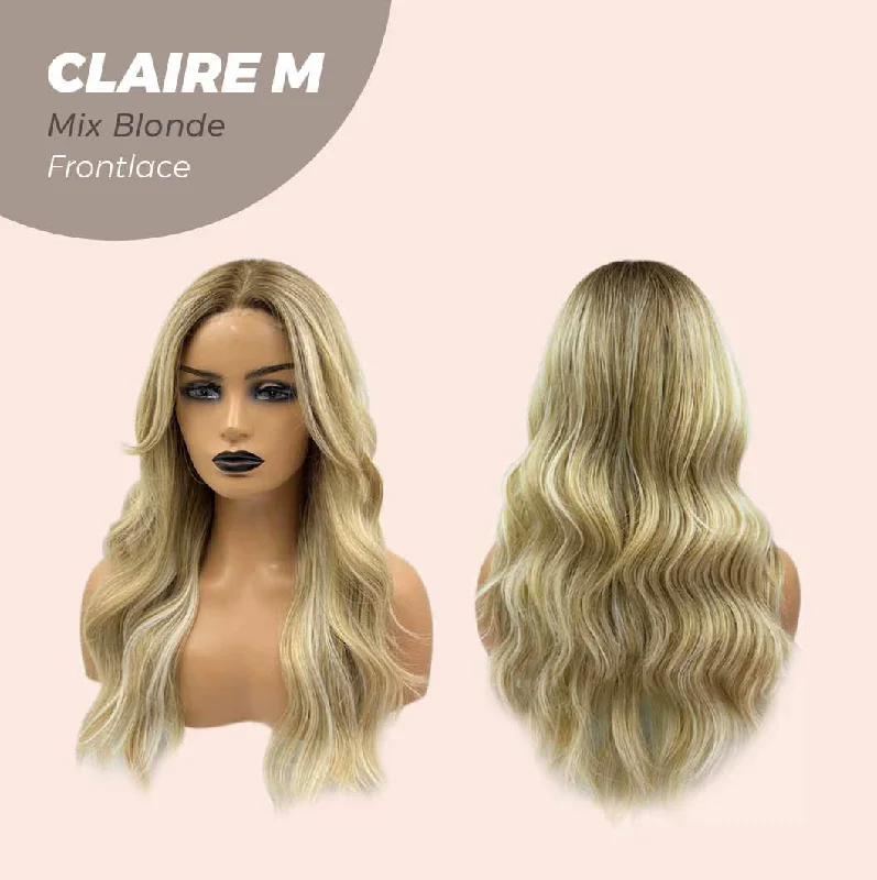 JBEXTENSION 22 Inches Body Wave Mix Blonde Pre-Cut Frontlace Glueless Wig CLAIRE M BLONDE