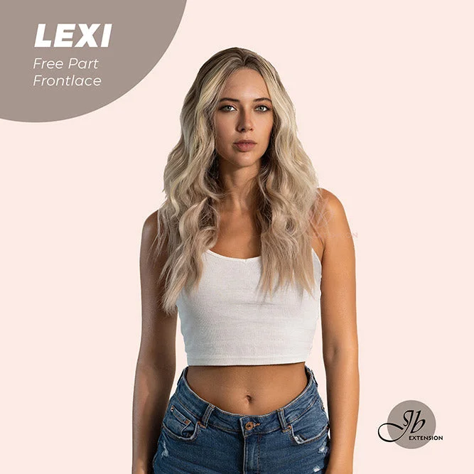 JBEXTENSION 26 Inches Mix Blonde With Dark Root Wave Lace Front Wig.Pre Plucked 6*14 HD Transparent Lace Frontal Glueless Wig LEXI