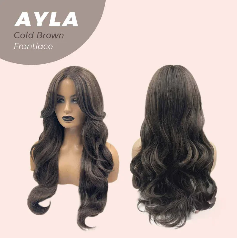 JBEXTENSION 24 Inches Body Wave Cold Brown Pre-Cut Frontlace Glueless Wig AYLA BROWN