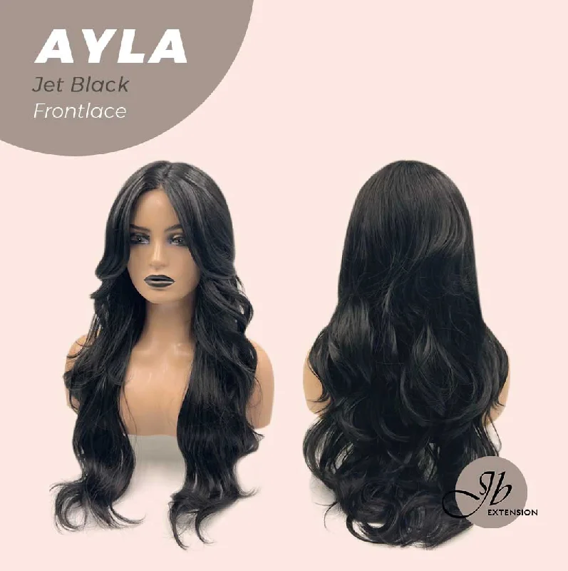 JBEXTENSION 24 Inches Body Wave Jet Black Pre-Cut Frontlace Glueless Wig AYLA JET BLACK