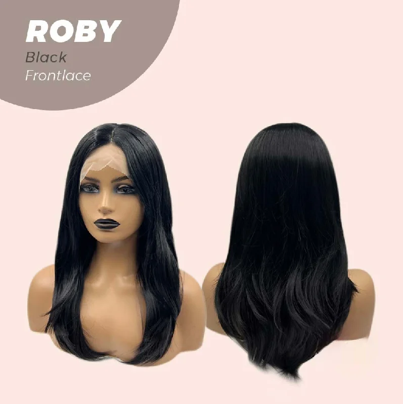 JBEXTENSION 22 Inches Jet Black Medium Length Women Frontlace Glueless Wig ROBY BLACK