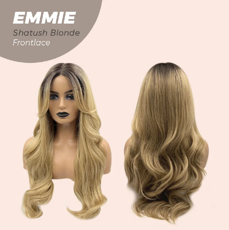 JBEXTENSION 26 Inches Curly Women Shatush Blonde Wig Pre-Cut Frontlace Glueless Wig EMMIE SHATUSH BLONDE