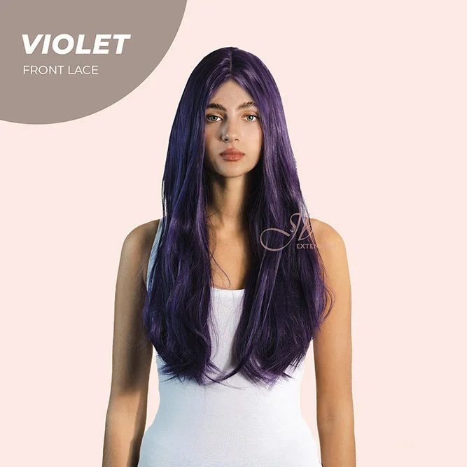 JBEXTENSION 26 Inches Dark Purple Color Long Straight Frontlace Glueless Wig VIOLET