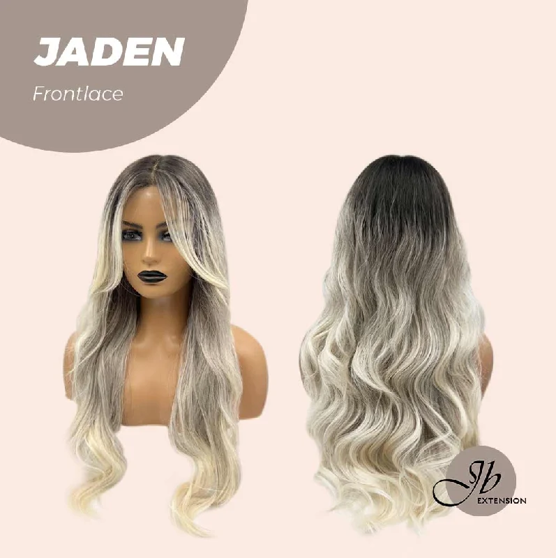 JBEXTENSION 28 Inches Balayage Blonde With Dark Root Body Wave Frontlace Glueless Wig JADEN LACE