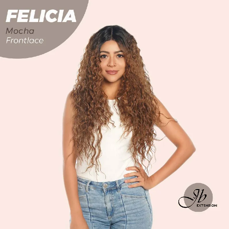 JBEXTENSION 28 Inches Extra Curly Mocha Long Pre-Cut Frontlace Glueless Wig FELICIA MOCHA