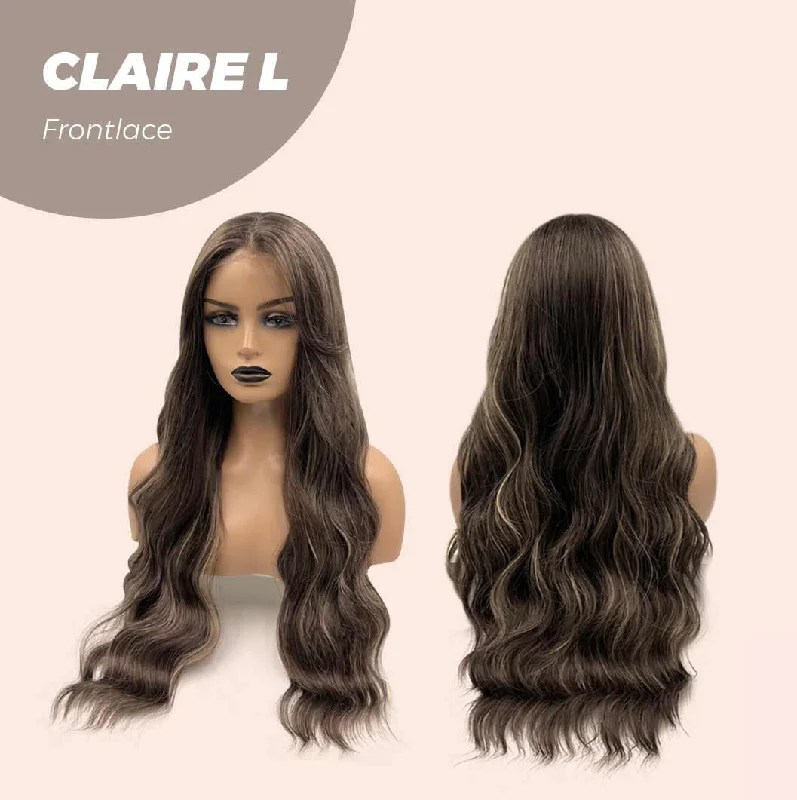 JBEXTENSION 26 Inches Body Wave Brown With Highlight Pre-Cut Frontlace Glueless Wig CLAIRE LACE L