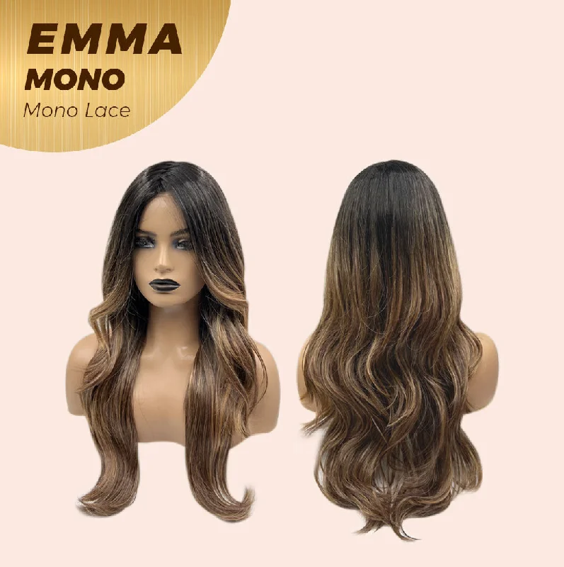 JBEXTENSION EMMA MONO Full Monofilament Wig 24 Inches Ombre Brown Full Mono Lace Glueless Wig EMMA MONO