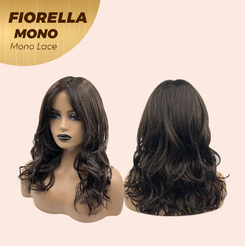 JBEXTENSION FIORELLA MONO Full Monofilament Wig 17 Inches Brown Curly Full Mono Lace Glueless Wig FIORELLA MONO