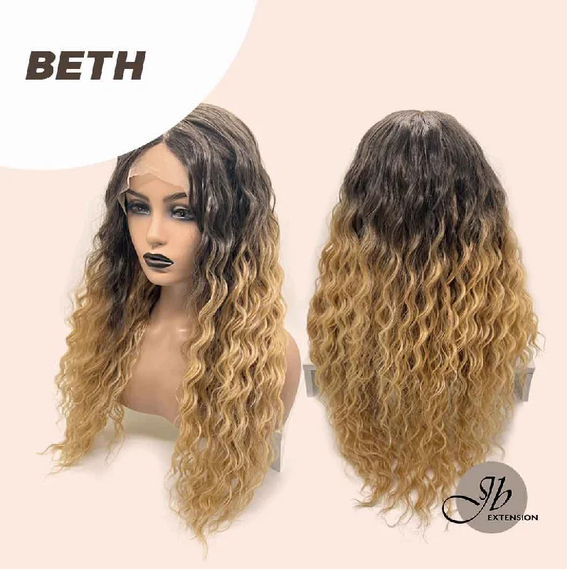 JBEXTENSION 26 Inches Extra Curly Ombre Blonde Frontlace Glueless Wig BETH