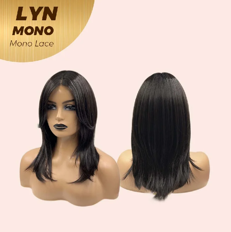 JBEXTENSION LYN MONO Partial Monofilament Wig 17 Inches Natural Black Partial Mono Lace Glueless Wig Lyn Mono