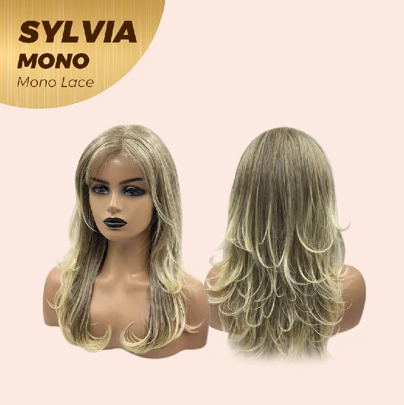 JBEXTENSION SYLVIA MONO Partial Monofilament Wig 20 Inches Dirty Blonde Curly Partial Mono Lace Glueless Wig SYLVIA MONO