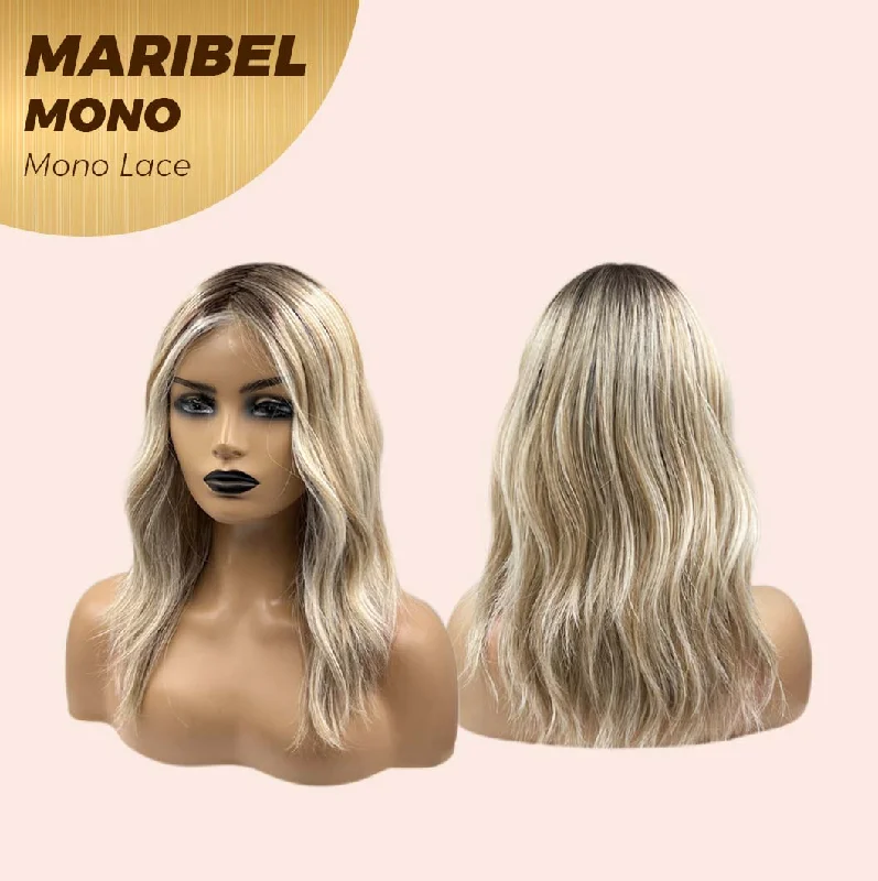 JBEXTENSION MARIBEL MONO Full Monofilament Wig 16 Inches Blonde With Dark Root Wave Mono Lace Wig With Anti-slip Silicone Strips Glueless Wig Maribel Mono