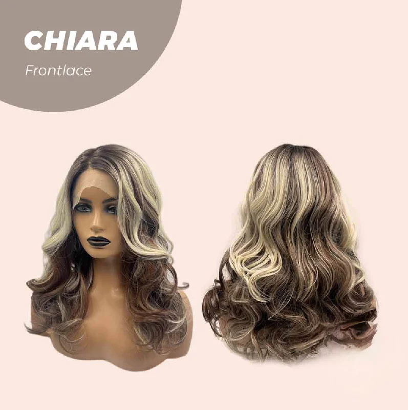 JBEXTENSION 18 Inches Dark Brown With Highlight Curly Side Part Frontlace Glueless Wig CHIARA