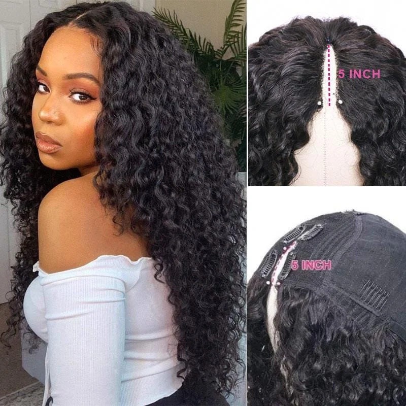 Jerry Curly V Part Wigs 30 Inch Meets Real Scalp No Leave Out No Glue Vrvogue Hair