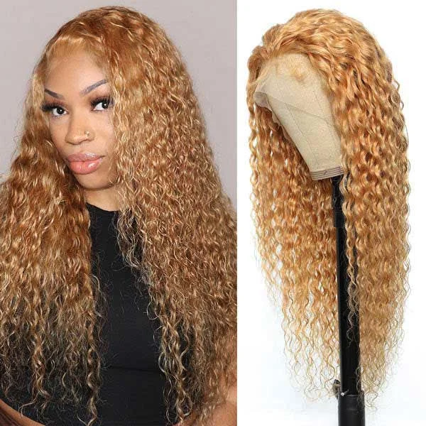 Junoda 27 Color Caramel Honey Blonde Deep Wave Premade Human Hair Lace Wig