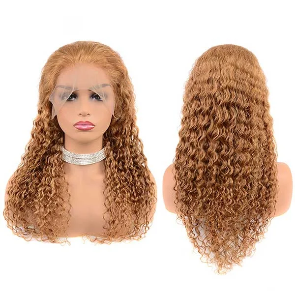 Junoda 27 Color Caramel Honey Blonde Deep Wave Premade Human Hair Lace Wig