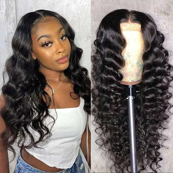 Junoda 5x5 13x4 13x6 Loose Deep Wave Undetectable HD Lace Front Wig Realistic Looking