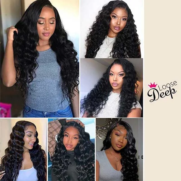 Junoda 5x5 13x4 13x6 Loose Deep Wave Undetectable HD Lace Front Wig Realistic Looking