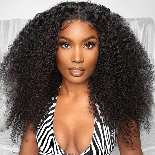 Junoda 4x4 Lace Wig Kinky Curly Human Hair Wigs Natural Hairline cs1