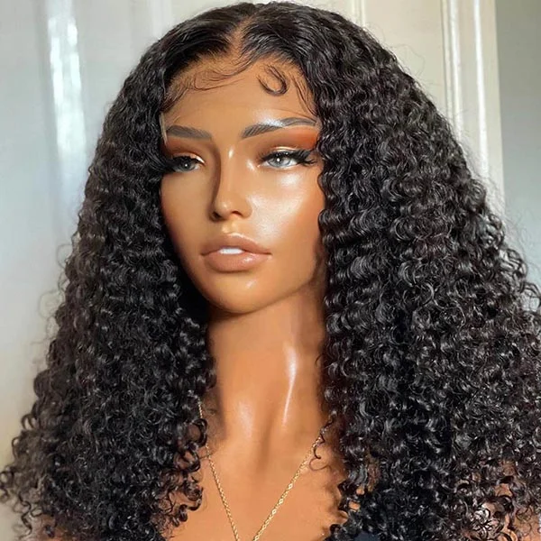 Junoda 4x4 Lace Wig Kinky Curly Human Hair Wigs Natural Hairline cs1