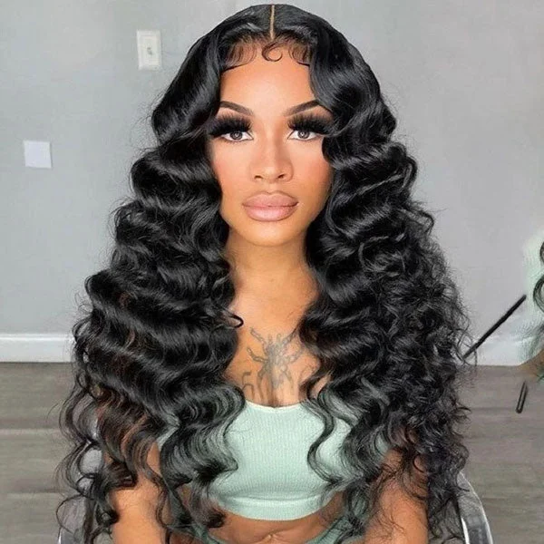 Junoda 5x5 HD Lace Loose Deep Wave Wear Go Glueless Wig Pre Cut Lace Breathable Quick Wig