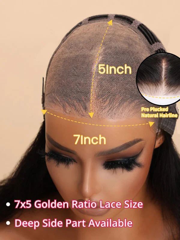 Junoda 7x5 Deep Parting Pre Cut Lace Bleached Tiny Knots Water Wave Shake n Go Glueless Wig