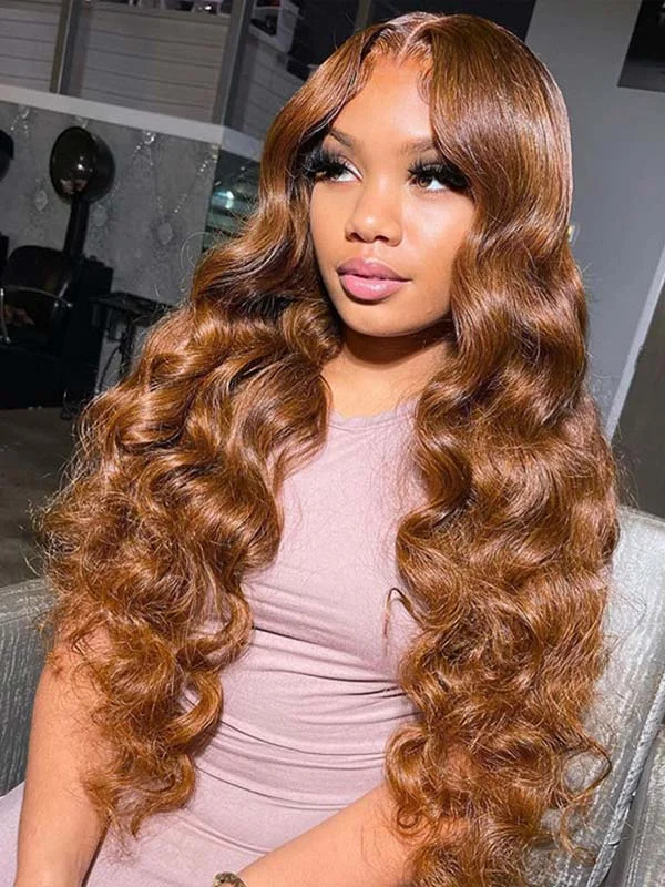 Junoda Brown Loose Deep Wave Wig 13x4 Lace Front Human Hair Colored Wigs