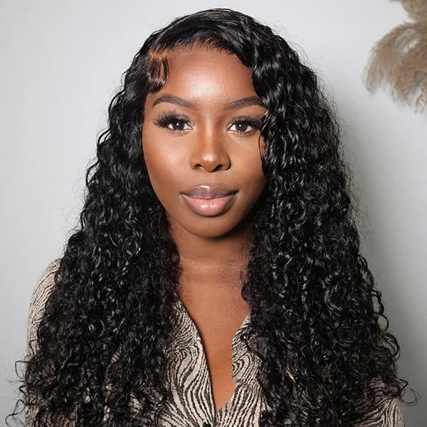 Junoda Deep Wave 13x4 Lace Front Wigs for African Women Wig Pre Plucked Natural Hair Wigs cs1