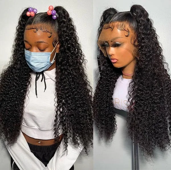 Junoda Deep Wave 13x4 Lace Front Wigs for African Women Wig Pre Plucked Natural Hair Wigs cs1