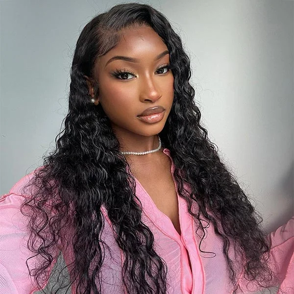 Junoda Deep Wave Air Wig 4x4 13x4 Pre Cut Lace Wig Glueless Human Hair Wigs