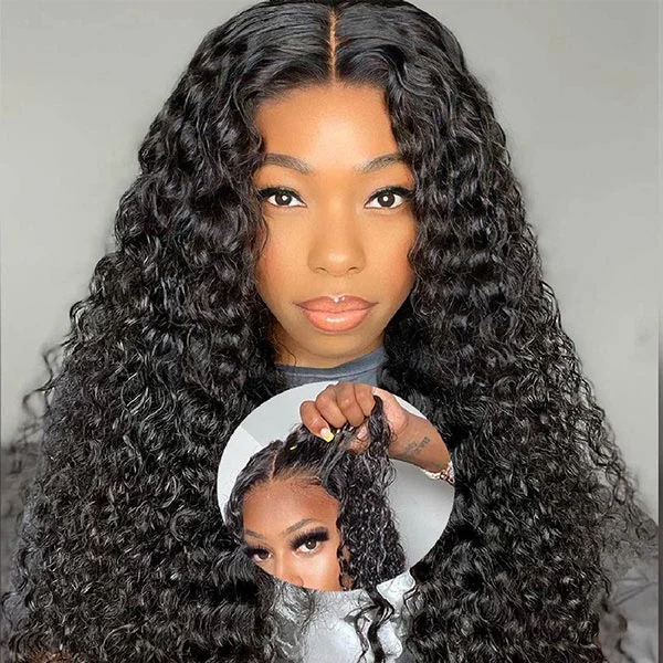 Junoda Deep Wave Tiny Knots 7x5 Pre Cut Lace Wear & Go Glueless Human Hair Wigs