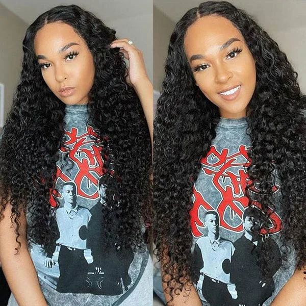 Junoda Deep Wave Wear & Go Wig 4x6 Pre Cut Lace Glueless Pre Plucked Human Hair Wigs cs1