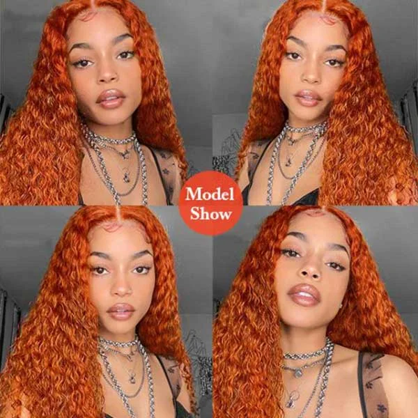 Junoda Ginger Orange Color Hair Kinky Curly Colored Human Hair Lace Front Wig