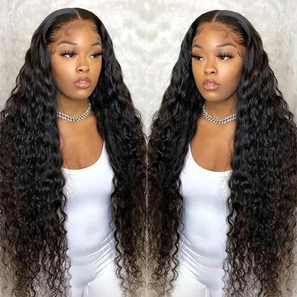 Junoda Hair Deep Wave 13x6 Lace Frontal Human Hair Wigs Preplucked Brazilian Hair