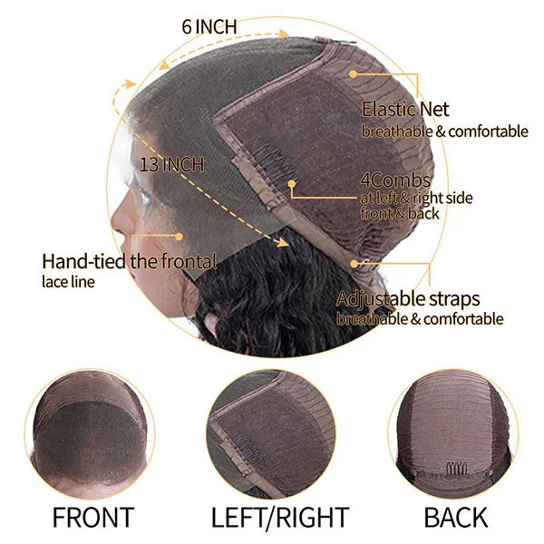 Junoda Hair Deep Wave 13x6 Lace Frontal Human Hair Wigs Preplucked Brazilian Hair