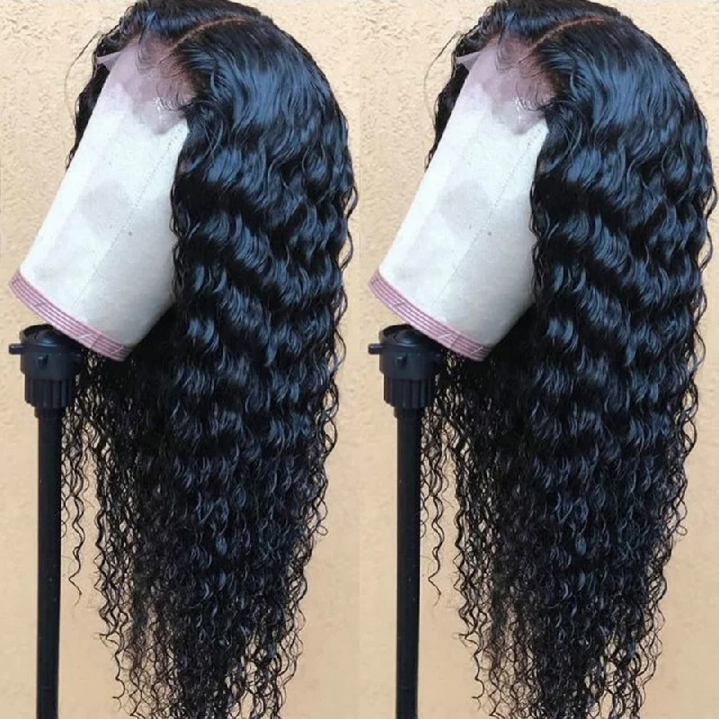 Junoda Hair Deep Wave 4x4 Lace Front Human Hair Wigs Flash Sale