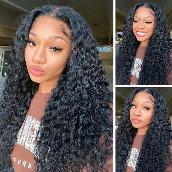 Junoda Hair Deep Wave 4x4 Lace Front Human Hair Wigs Flash Sale