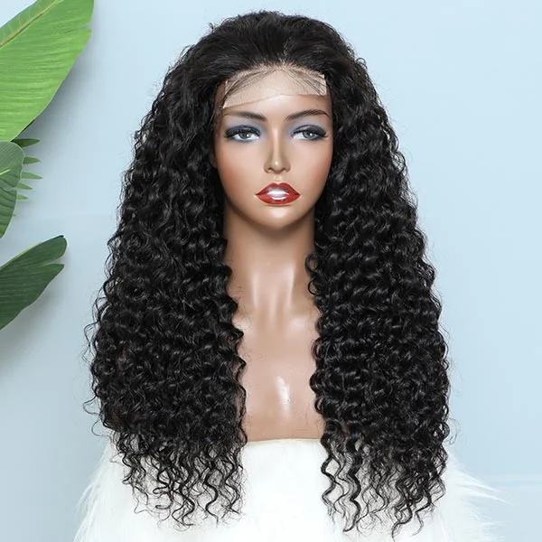 Junoda Hair Deep Wave 4x4 Lace Front Wigs Indian Hair 180% Density