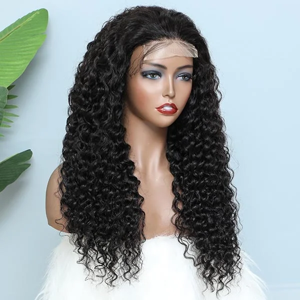 Junoda Hair Deep Wave 4x4 Lace Front Wigs Indian Hair 180% Density