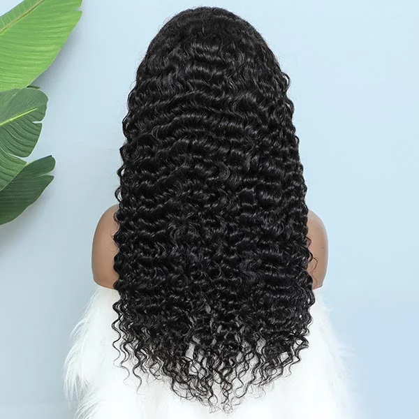 Junoda Hair Deep Wave 4x4 Lace Front Wigs Indian Hair 180% Density