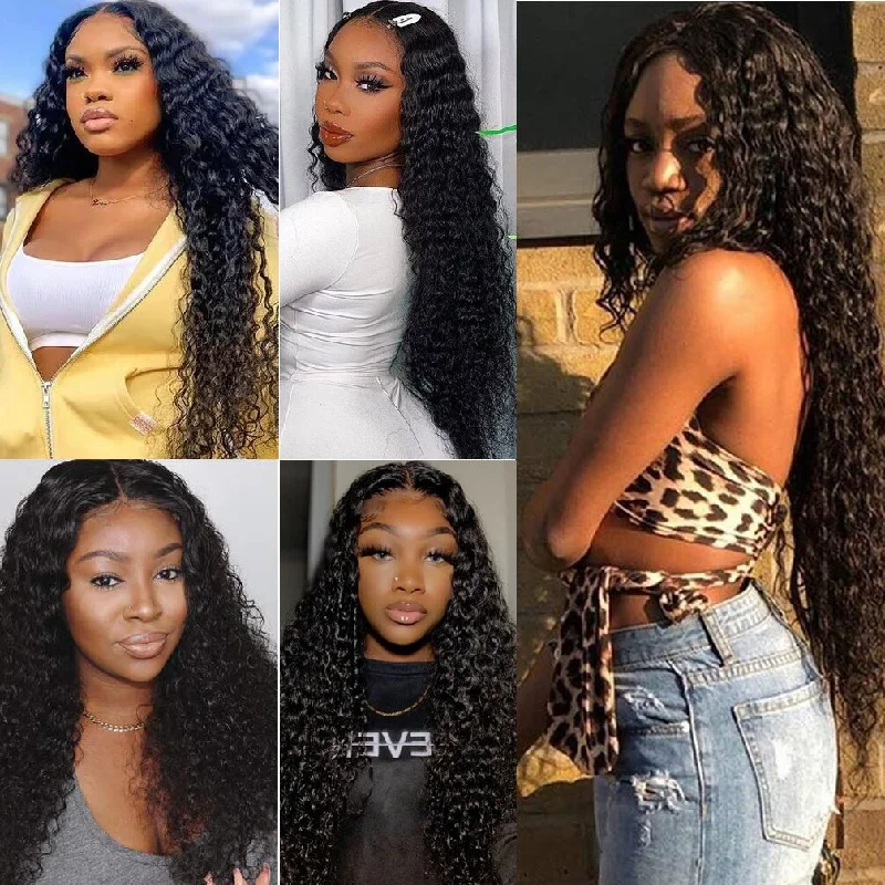 Junoda Hair Deep Wave 4x4 Lace Front Wigs Indian Hair 180% Density