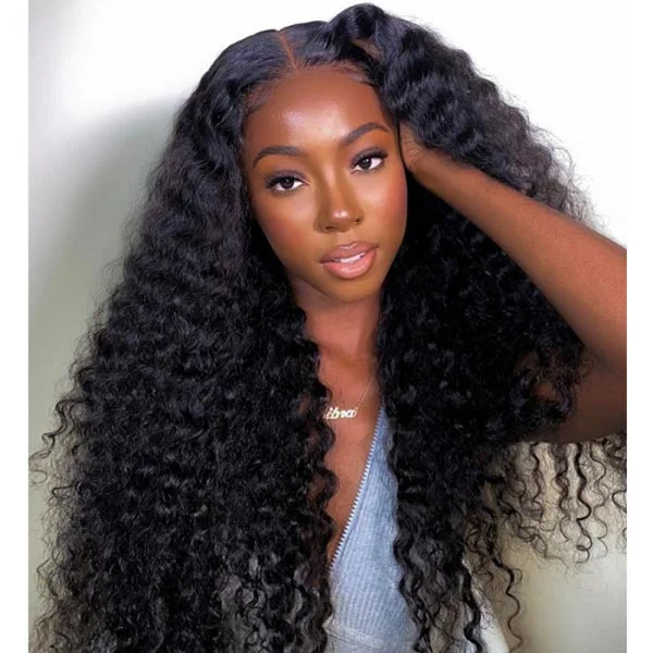 Junoda Hair Deep Wave 5x5 Lace Closure Human Hair Wig Pre Plucked Brizlian Remy 180 Density cs1