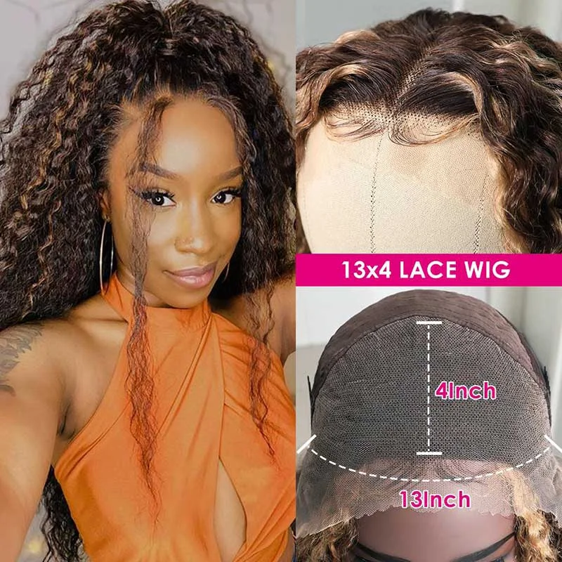 Junoda Hair Highlight Kinky Curly Human Hair Wigs