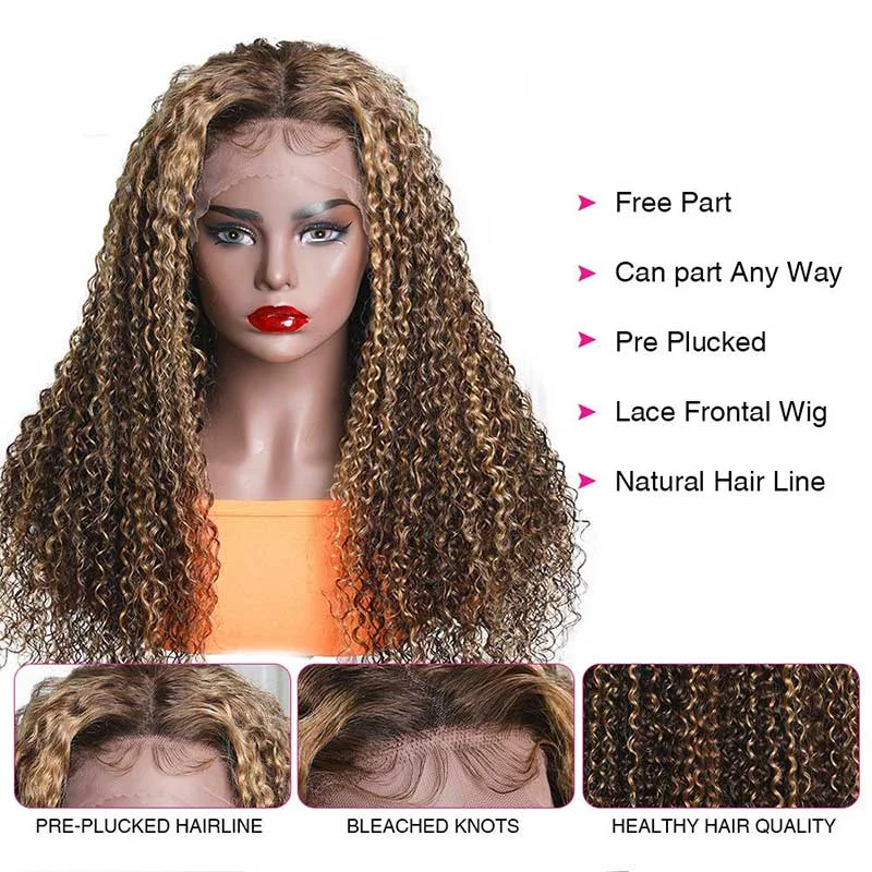 Junoda Hair Highlight Kinky Curly Human Hair Wigs