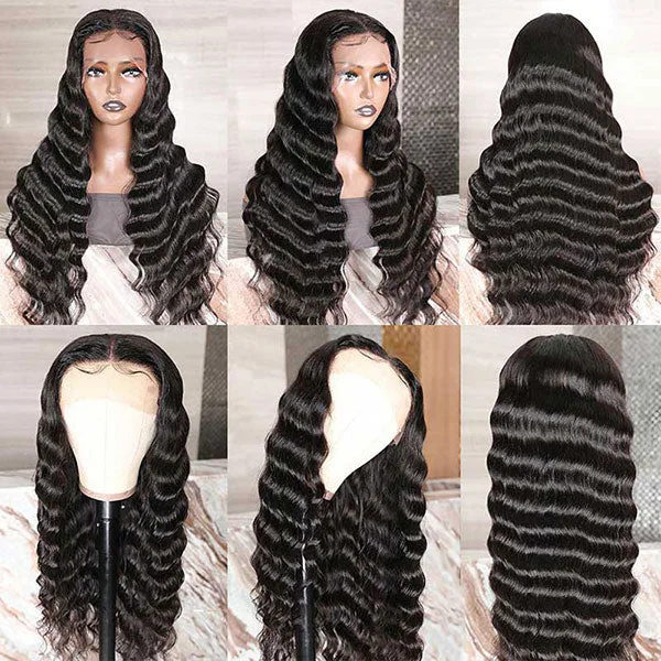 Junoda Loose Deep Wave 4C Kinny Edges 13x4 Frontal Wig Human Hair Wig Pre Plucked Mani Jean Recommend